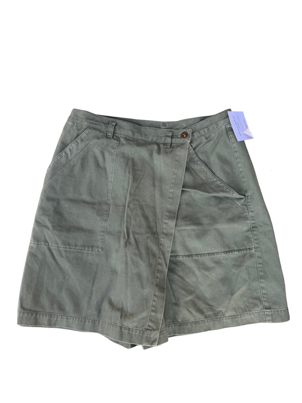 VTG NWT LizWear Liz Claiborne Wrap Skort 12 Olive Green Cotton Utility Pockets - Picture 2 of 9